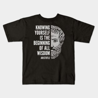 Aristotle Popular Inspirational Quote: Knowing Yourself Kids T-Shirt